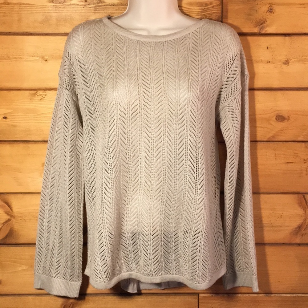RETRO-ology | Open Weave Mixed Knit Sweater L